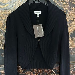 ST JOHN SPORT Santana Black Bolero Cardigan Midriff New LARGE